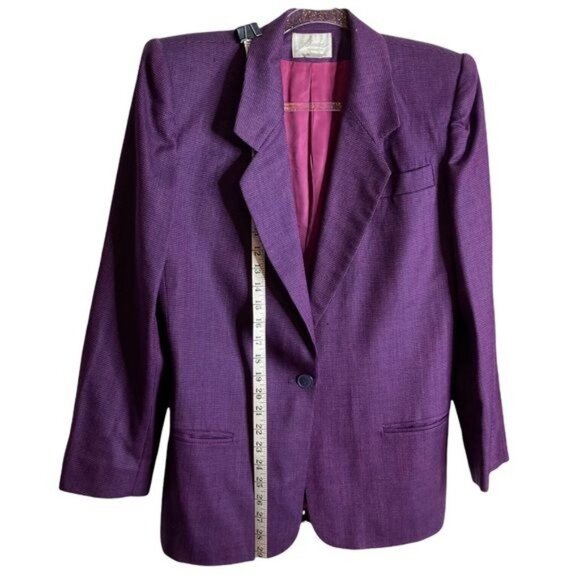 Vintage 70s-80s Schrader Separates Wool Skirt Suit Pink & Purple Est. M - Picture 15 of 16